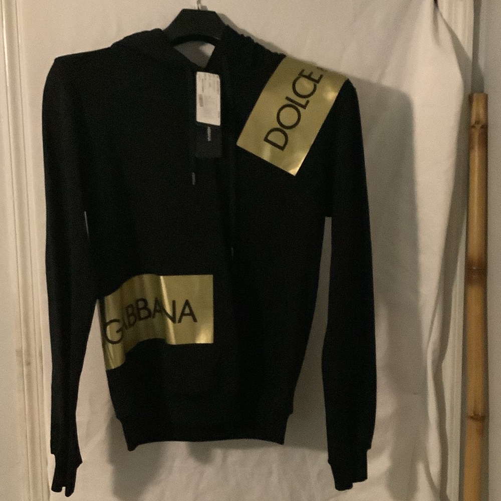 Dolce & Gabbana Black Sweatshirt with Gold Panels